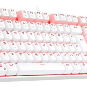 Teclado Mecânico Gamer Redragon Mitra Lunar White Single Color LED Vermelho Switch Azul